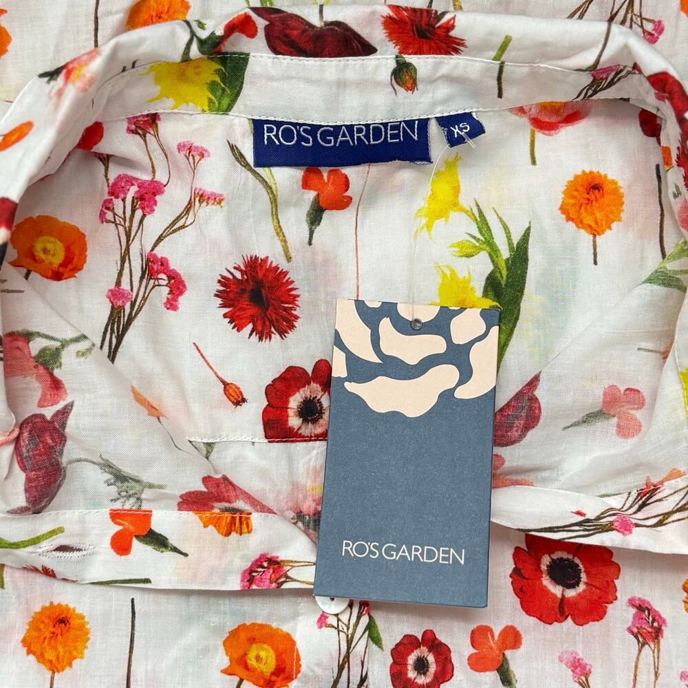 NWT Ro's Garden Copenhagen Button Up Floral Spring Shirt Red Avignon Yellow XS - Picture 5 of 5